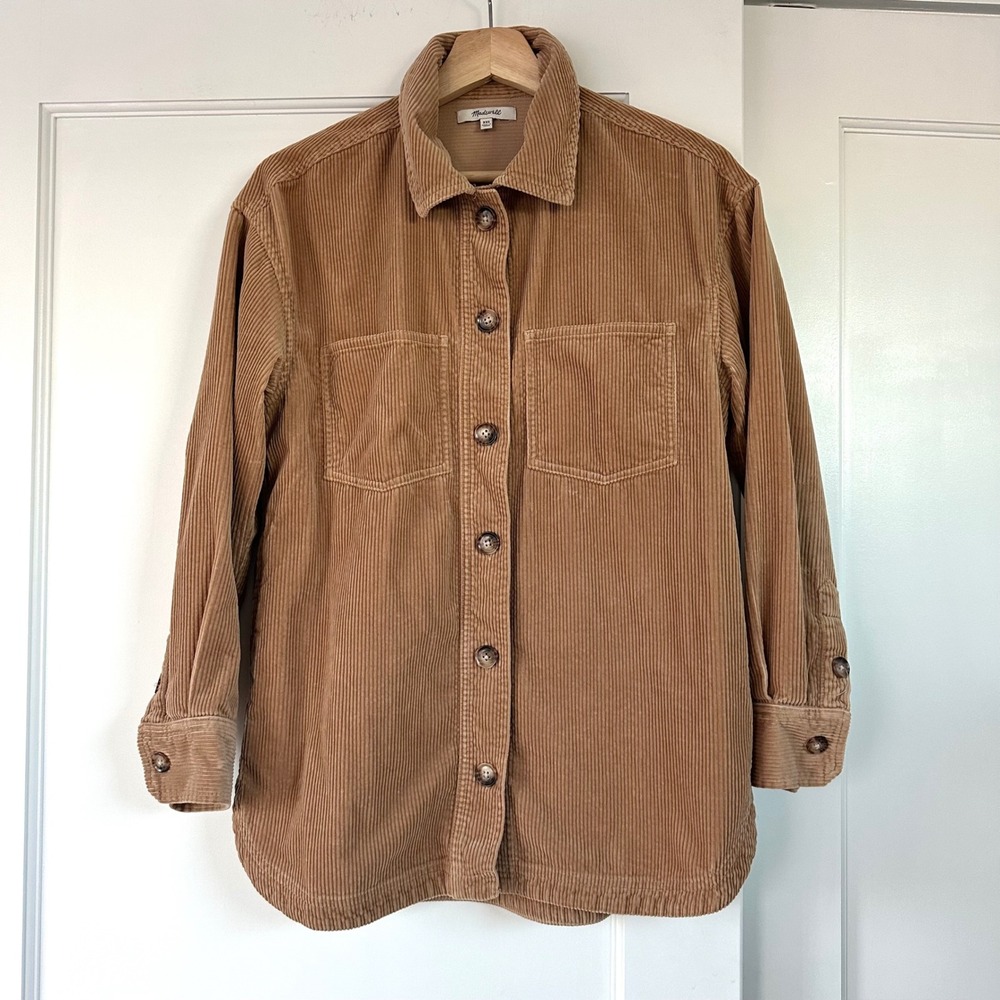 Madewell Kentwood Corduroy Shirt Jacket Tan Acorn Button Front Shacket XXS